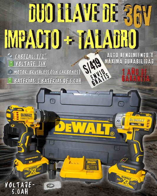 Duo taladro mas llave de impacto Dewalt