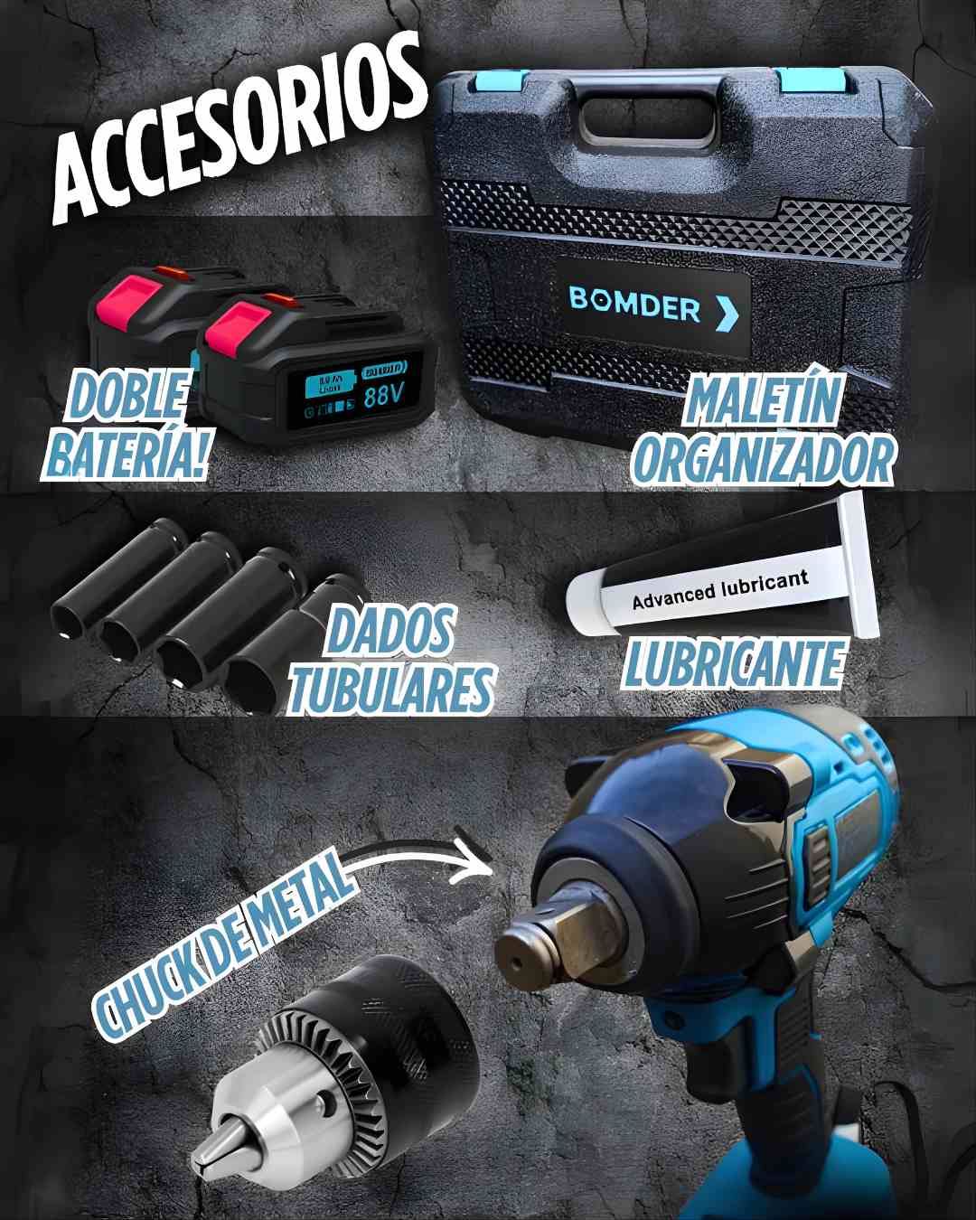 Llave de impacto Bomder 88v