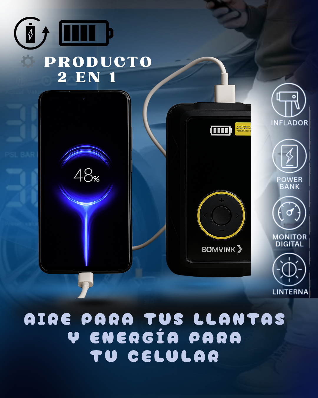 COMPRESSOR DE AIRE DIGITAL PORTATIL