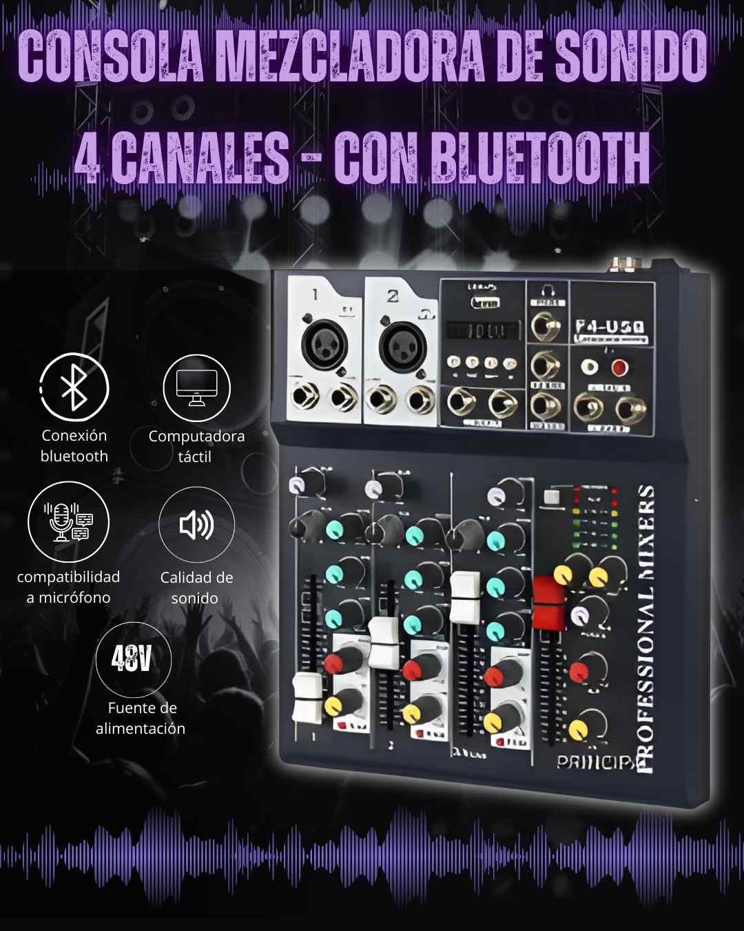 Consola Mezcladora 4 canales