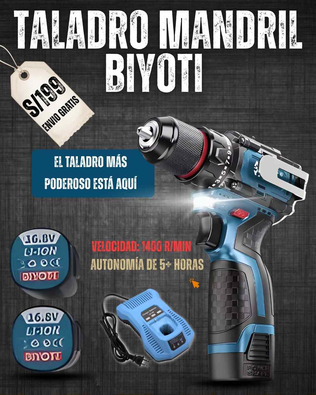 Taladro Biyoti Inalámbrico Súper Potente