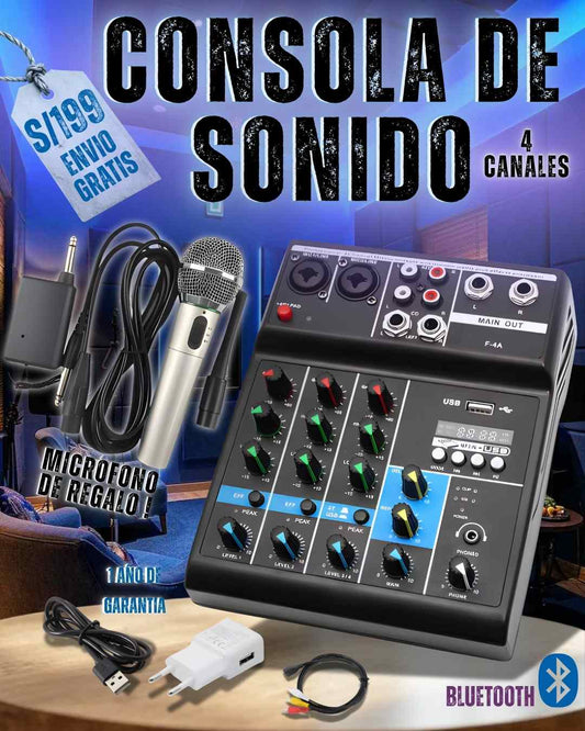 consola de sonido profesional 4 canales